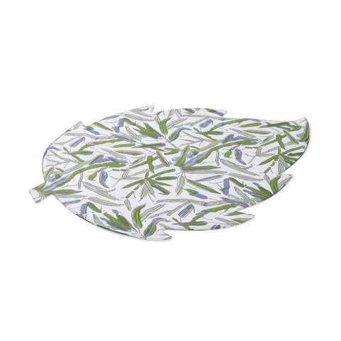 Blockprint Leaf Table Mats - Set of 2- 14x18 Inches - Eyaas