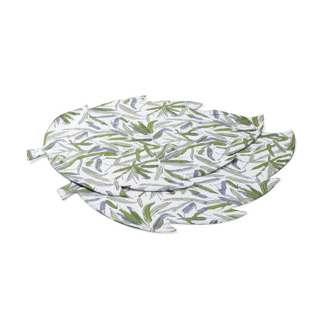 Blockprint Leaf Table Mats - Set of 2- 14x18 Inches - Eyaas