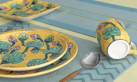 Waterlily Ceramic Breakfast Plate - Set of 2 - Eyaas