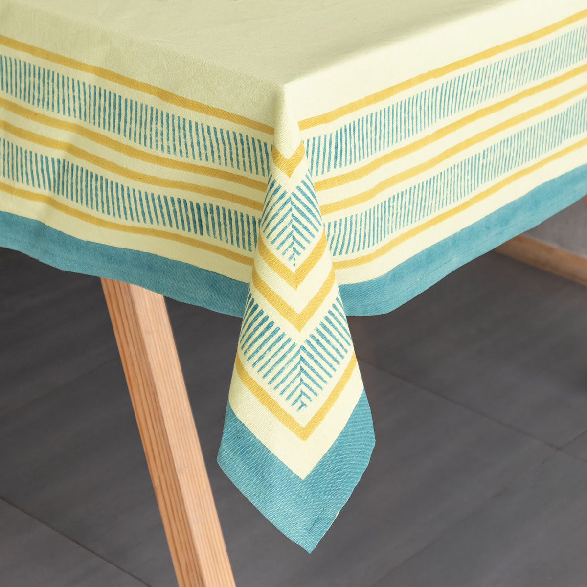 Hand Block Printed Cotton Table Cloth - 58x90