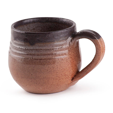 High-Fired Clay Tea Cup, Brown & Dark Brown - Eyaas
