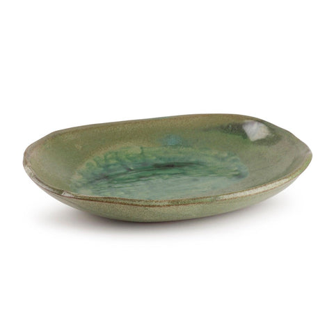 Glazed Terracotta Bowl, 10.5 x 12.5 Inches, Sea Green - Eyaas