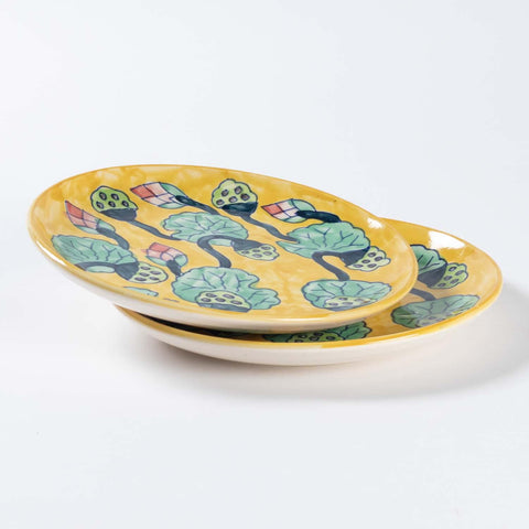 Waterlily Ceramic Breakfast Plate - Set of 2 - Eyaas