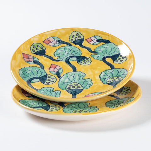 Waterlily Ceramic Breakfast Plate - Set of 2 - Eyaas