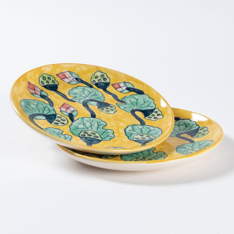 Waterlily Ceramic Breakfast Plate - Set of 2 - Eyaas