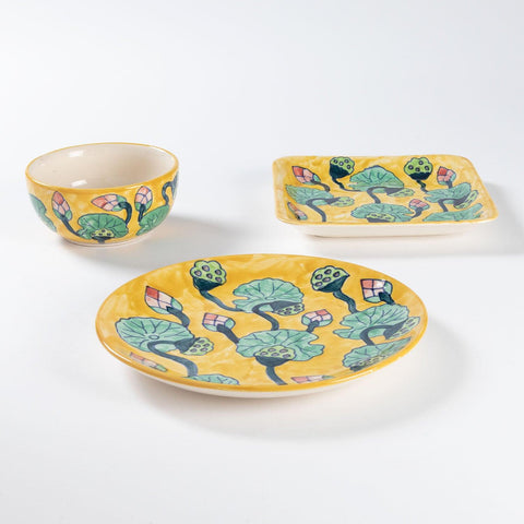 Water Lily 6-Piece Ceramic Dinner Set - Eyaas