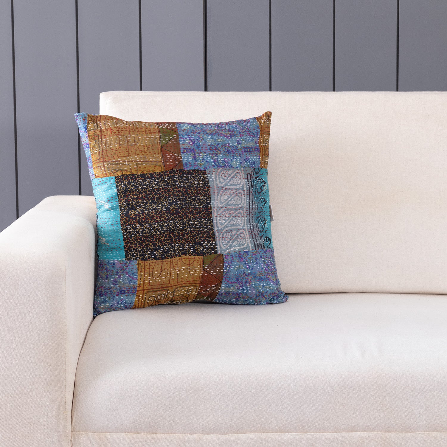 PatchWork Kantha Cushion Cover - 16x16