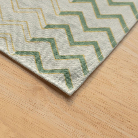 Grey & Yellow Chevron Block Printed Table Mats - Eyaas