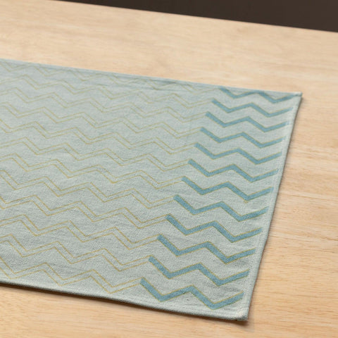 Blue & Yellow Chevron Block Printed Table Mats - Eyaas