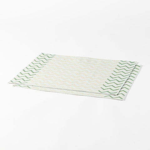 Grey & Yellow Chevron Block Printed Table Mats - Eyaas