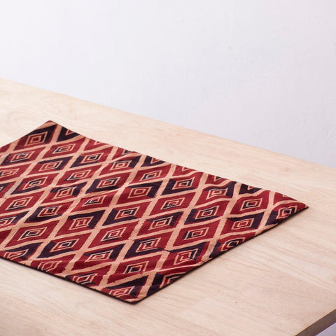 Ajrakh Table Mat, Set of 2, Brown & Maroon, - Eyaas