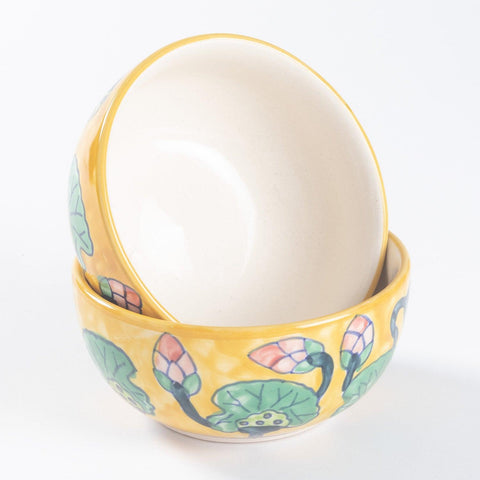 Water Lily Ceramic Cereal Bowl 5.5 Inch - Set of 2 - Eyaas