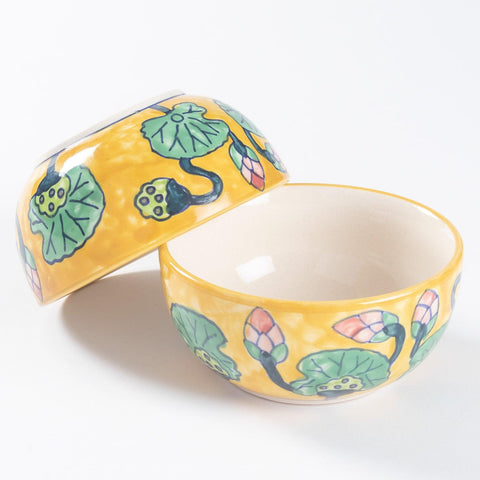 Water Lily Ceramic Cereal Bowl 5.5 Inch - Set of 2 - Eyaas