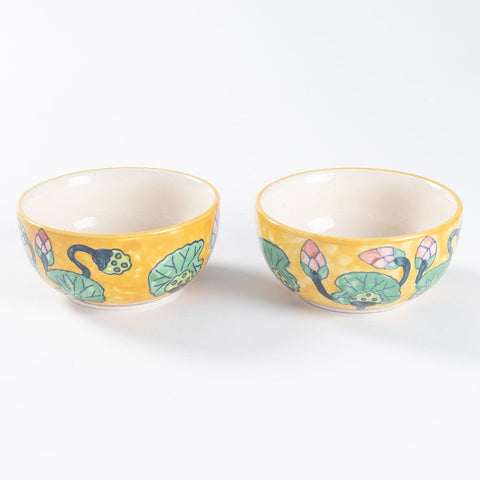 Water Lily Ceramic Cereal Bowl 5.5 Inch - Set of 2 - Eyaas
