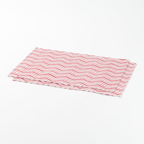 White Red Chevron Cotton Table Mats - Set of 2 - Eyaas