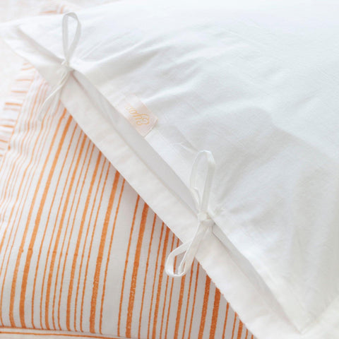 Orange Block Print King Bedsheet + Pillow Covers - Eyaas