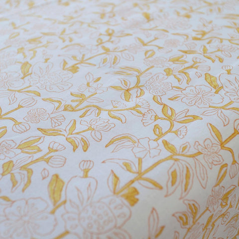 Block Print Cotton Bedsheet & Pillow Covers, Yellow & Orange - Eyaas