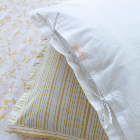 Block Print Cotton Bedsheet & Pillow Covers, Yellow & Orange - Eyaas