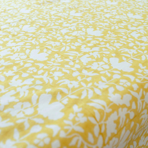 Block Print Bedsheet & Pillow Covers, Yellow & White - Eyaas