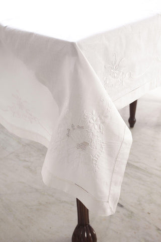 White Beauty Cut & Thread Work Table Cloth - 72x120 - Eyaas