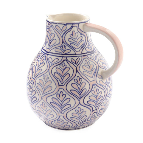 Ceramic Jug / Pitcher, Pink & Indigo, 2 lts - Eyaas