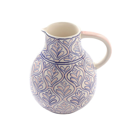 Ceramic Jug / Pitcher, Pink & Indigo, 2 lts - Eyaas
