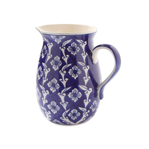 Hand Painted Ceramic Jug / Pitcher, Indigo, Large, 2 Lts - Eyaas
