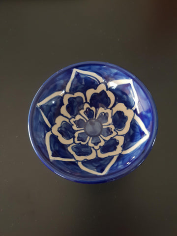 Handpainted Ceramic Rice Bowl, 3.5 Inches, Indigo - Eyaas