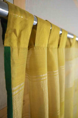 Chanderi Curtain, 9ft / 108 Inches, Buta, Yellow - Eyaas