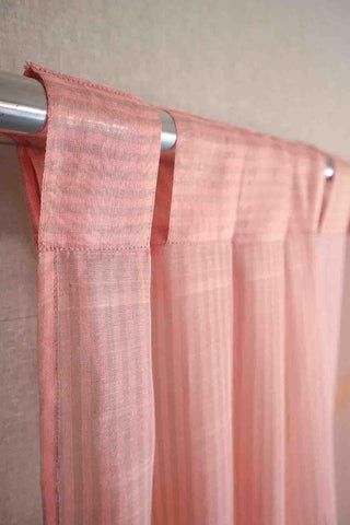 Chanderi Curtain, 7ft / 84 Inches, Grey & Pink - Eyaas