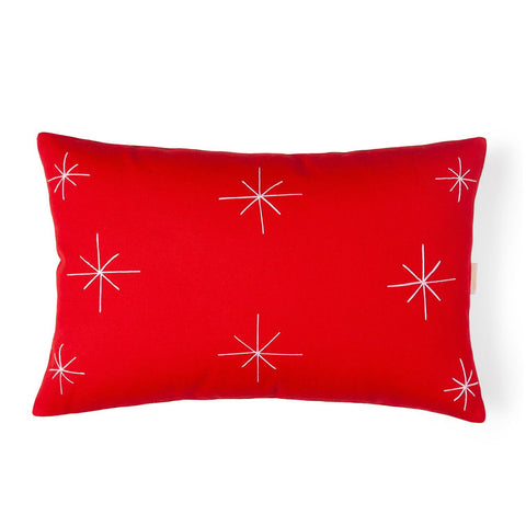 Christmas Cushion Cover with Embroidery, 12x18, Red - Eyaas