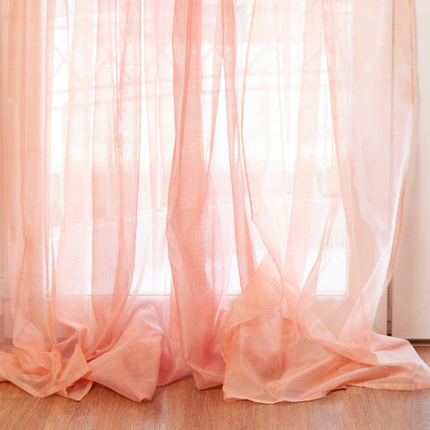 Chanderi Curtain, 9ft / 108 Inches, Grey & Pink - Eyaas