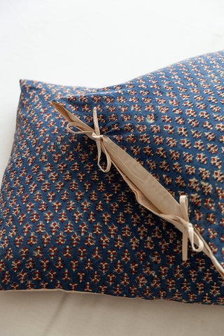 Kalamkari Printed Pillow Cover Set of 2, Navy Blue - Eyaas