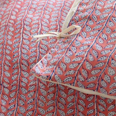 Hand Block Printed Pillow Cover Set of 2, Pink/Yellow - Eyaas