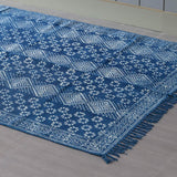 Hand Block Printed Indigo Rug - 6x4