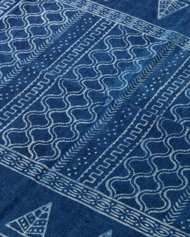 Dhurrie Rug Block Print, Abstract, 5x3 ft, Indigo - Eyaas