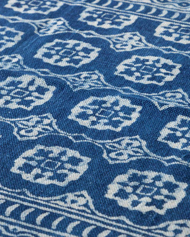 Cotton Dhurrie Rug, Floral, 5x3 ft, Indigo - Eyaas