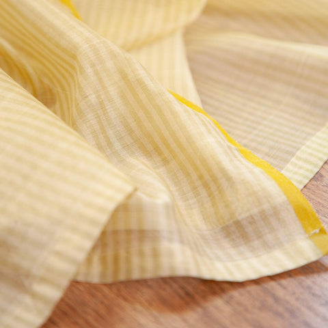 Off-White & Yellow Stripe Chanderi Curtain 9 ft - Eyaas
