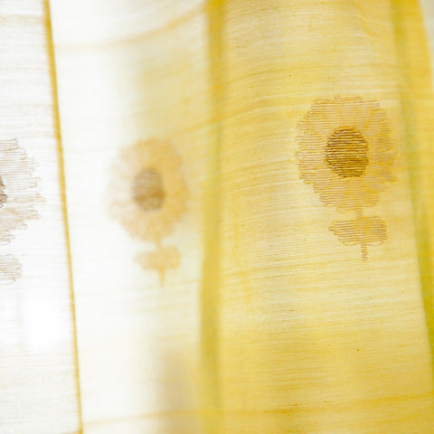 Chanderi Curtain, 9ft / 108 Inches, Buta, Yellow - Eyaas