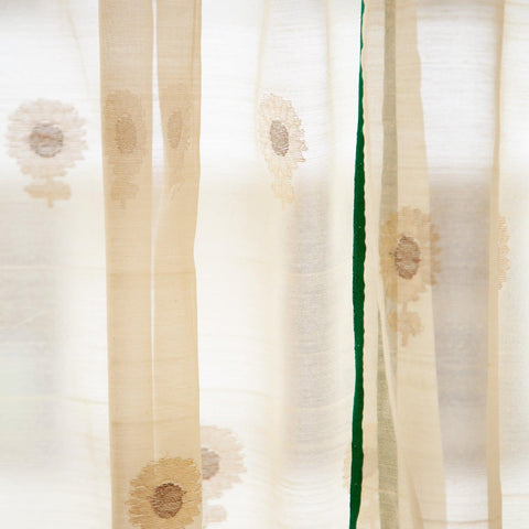 Chanderi Curtain, 9ft / 108 Inches, Buta, Off-white - Eyaas