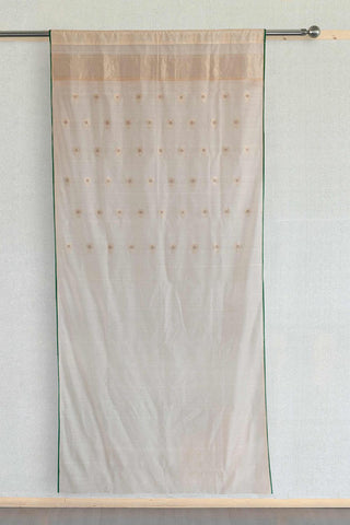 Chanderi Curtain, 9ft / 108 Inches, Buta, Off-white - Eyaas
