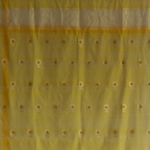 Chanderi Curtain, 9ft / 108 Inches, Buta, Yellow - Eyaas