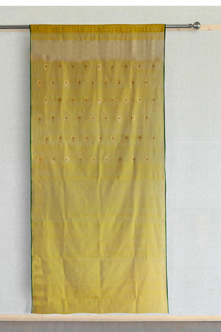Chanderi Curtain, 9ft / 108 Inches, Buta, Yellow - Eyaas