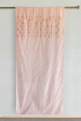 Chanderi Curtain - 7ft / 84 Inches, Teardrop, Pink - Eyaas