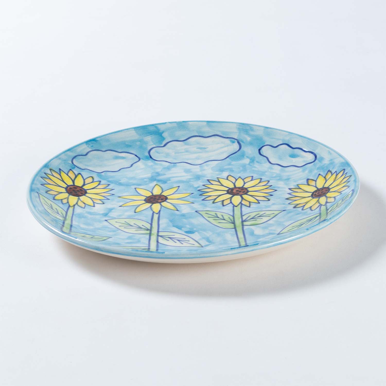 Sunflower Handpainted Ceramic Breakfast Plate Set 8"