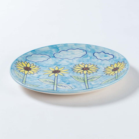 Sunflower Handpainted Ceramic Breakfast Plate Set 8"