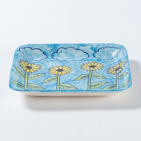 Sunflower Ceramic Square Serving Platter Set of 2 - Eyaas