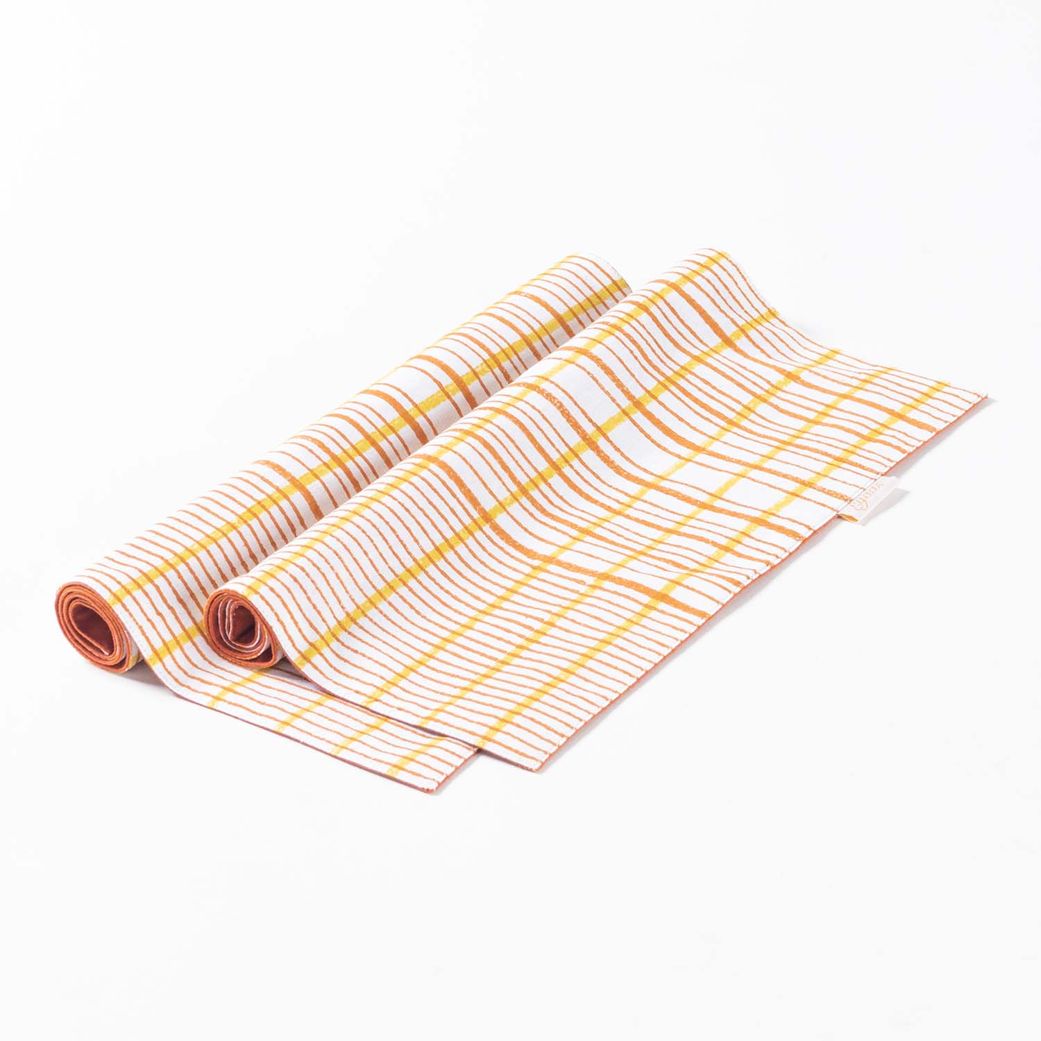 Hand Block Printed Cotton Table Mat in Rust & Mustard - 13x18