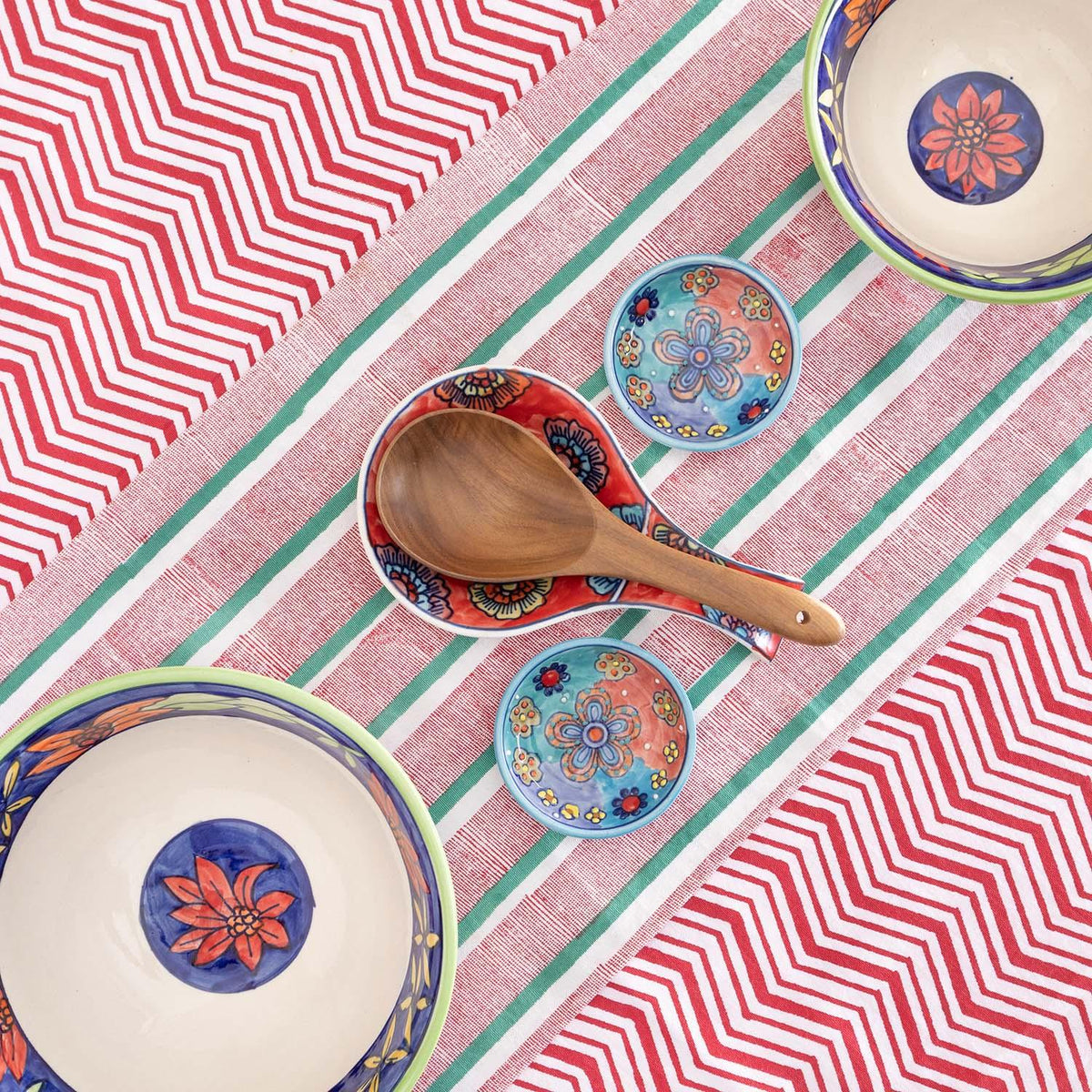 Hand Block Printed Cotton Table Cloth - 58x90 - Eyaas