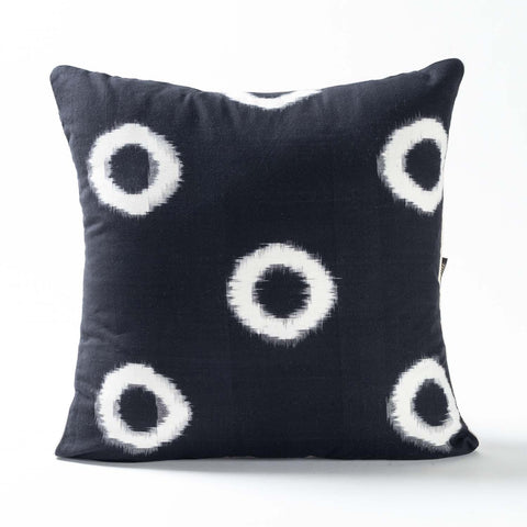 Ikat Cushion Cover – Black Base with White Spot 18x18 - Eyaas